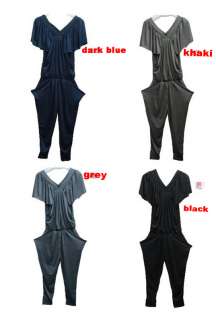 HOT New Womens Overall Stretch Jumpsuit Harem Pants Trousers Rompers 