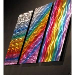  Modern Art Multi Panel Rainbow Painting on Metal