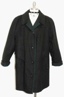 BLACK WOOL German Women Long Dress Overcoat COAT XL XXL  
