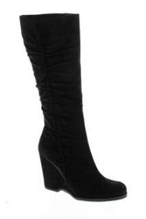 MIA NEW Gelato Suede Wedge Womens Knee High Boots Black Leather 10 