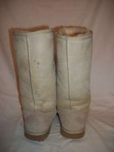   Tall Tan Suede Leather Lamb Fur Shearling Boho Winter Boots Shoes 8