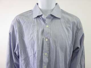 LEE BARON Blue White Stripe Button Down Shirt Top Sz XL  