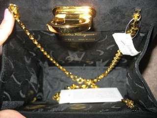 SALVATORE FERRAGAMO Black Suede Chain Link Shoulder Bag NEW $1,250 