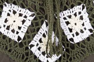 sk005t Hippy Hippie Boho Gypsy Crochet Skirt Long Green XS S M L 