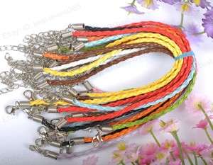 FREE SHIP 50pcs mix color braided leather bracelet cord 190MM BE662 