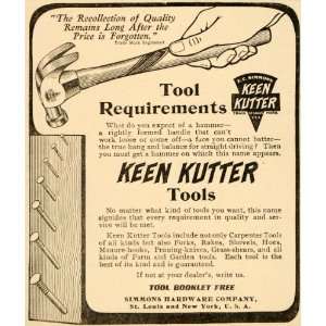  1907 Ad Hammer Nails Keen Kutter Tools Simmons Hardware 