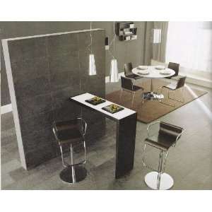Planet Table & Irony Leather Chairs Dining Set 