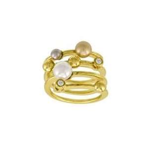  Majorica Jewelry Pearl/CZ Endless Vermeil Ring (Size O) Jewelry