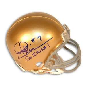  Autographed Joe Theismann Notre Dame Mini Helmet Inscribed 