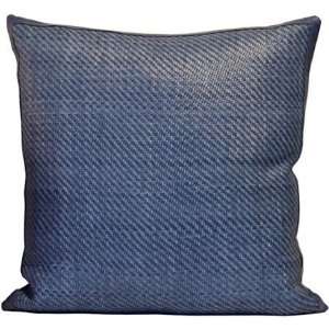  Lance Wovens Denim Blue Leather Pillow