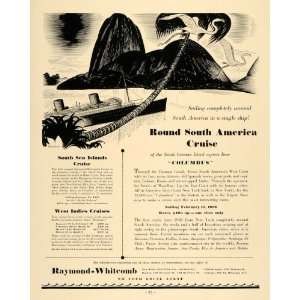  1935 Ad Raymond Whitcomb Cruise Ship Sail Cosimini 