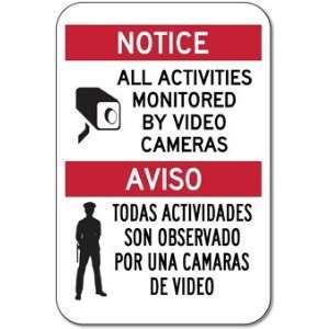  Bilingual Activities Monitored By Video Cameras Signs 