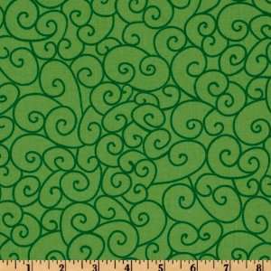   Wide Michael Miller Nordic Holiday Swirly Gig Green Fabric By The Yard
