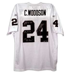 Charles Woodson Signed Auth. Raiders Jersey Inscribed  