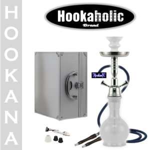    Hookaholic 2 Hose White & Chrome Jr Hookah + Case 