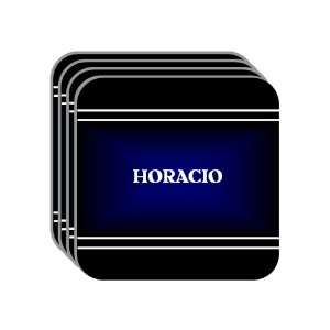 Personal Name Gift   HORACIO Set of 4 Mini Mousepad Coasters (black 