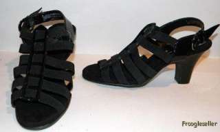 Merona womens strappy heels shoes 9 M black fabric  