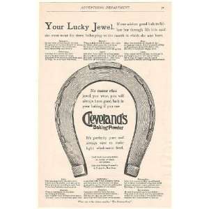  1894 Clevelands Baking Powder Horseshoe Lucky Jewel Print 