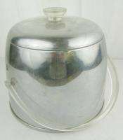 Vintage Kromex Aluminum Ice Bucket Lid Lucite Handle  