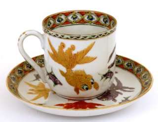 Chinese Rose Madillion Cup & Saucer Gold Fish Marked  