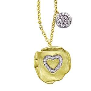 Meira T Organic 14K Yellow Gold Pave Set Diamond Heart Charm accented 