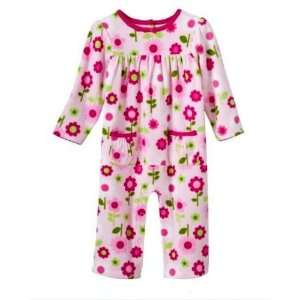  Girls Pink Floral Microfleece Footless Jumpsuit (3 Months) Baby