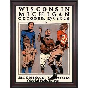  1928 Michigan vs. Wisconsin 36 x 48 Framed Canvas Historic Football 
