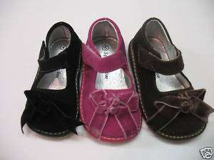 NWT Girls Suede MaryJane Squeaky Shoes w/bow size45678  