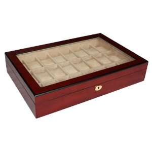  Elegant 24 Piece Cherry Rosewood Wooden Watch Display Case 