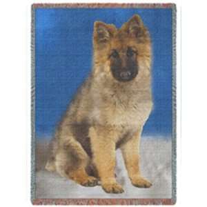  German Shepherd Puppy Woven Throw Blanket 50 x 60