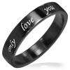 Black Stainless Steel Ring With Free Inside the ring engraving