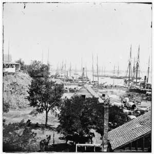  Civil War Reprint City Point, Virginia. Army wagons and 