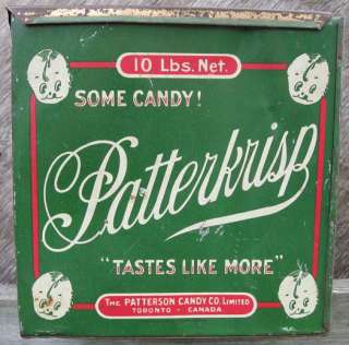 Patterkrisp 10 Pound Tin   Patterson Candy Co. Toronto Ontario  