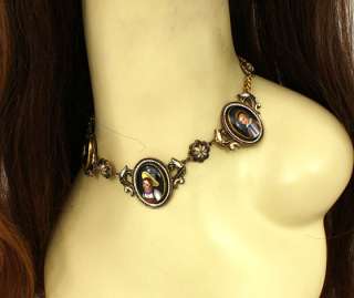 INTRICATE VICTORIAN 14K GOLD & ENAMEL CAMEO NECKLACE  