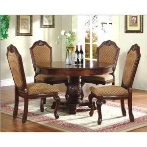  5pc Dining Room Set with Round Table in Classic Cherry 