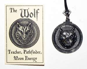 WOLF PENDANT NECKLACE witch wicca pagan pewter spirit totem animal 