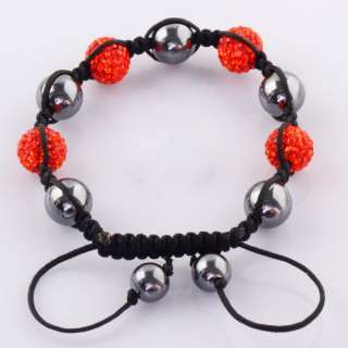   Orange Red Crystal Disco Magnetite Ball Adjustable Cord Bracelets