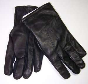 ISOTONER Mens Leather/Nylon Cashmere Lined Gloves M/LG Black NEW $65 