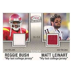 Reggie Bush & Matt Leinart Sage My Last College Jersey Card   Limited 