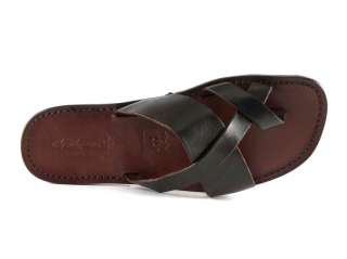 Mens thongs slades in leather Handmade in Italy with leather sole Man 