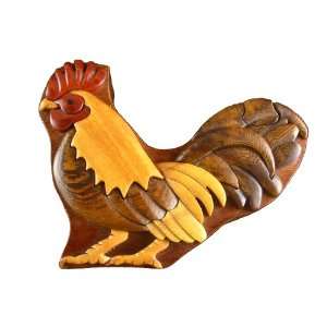   Puzzle Box  Intarsia Wood Art   Chicken, Rooster