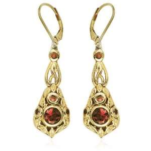   Gold Over Sterling Silver and Amethyst Medieval Drop Earrings Jewelry