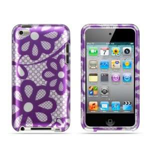   Hard Protector Cover for Apple IPOD TOUCH 4 CRYSTAL CASE PURPLE LACE