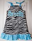 Zebra Stripes Customized Dress, Choose your Size  6m, 9m, 12m, 18m, 2T 