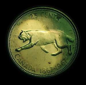 1967 Canada LYNX Quarter Silver Coin SPECIMEN RAINBOW TONED COIN 
