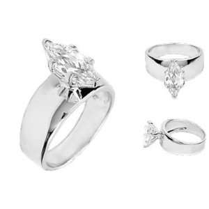  Beautiful 2.7 Carat Marquise Cut Engagement Ring on Wide 