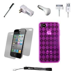  Durable TPU Skin Cover Case with Back Argyle Design for Apple iPhone 