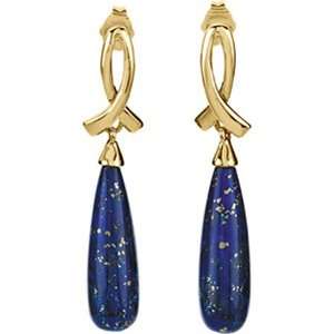  Lapis Lazuli Irregular Shape Dangle Earrings 6 Carats 