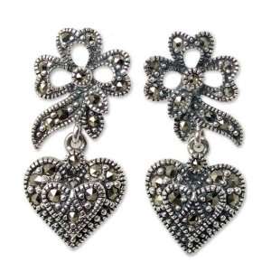  Marcasite heart earrings, Dancing Love Jewelry