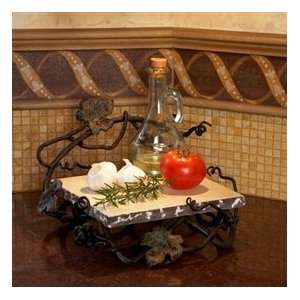  Wrought Iron Square Marble Server